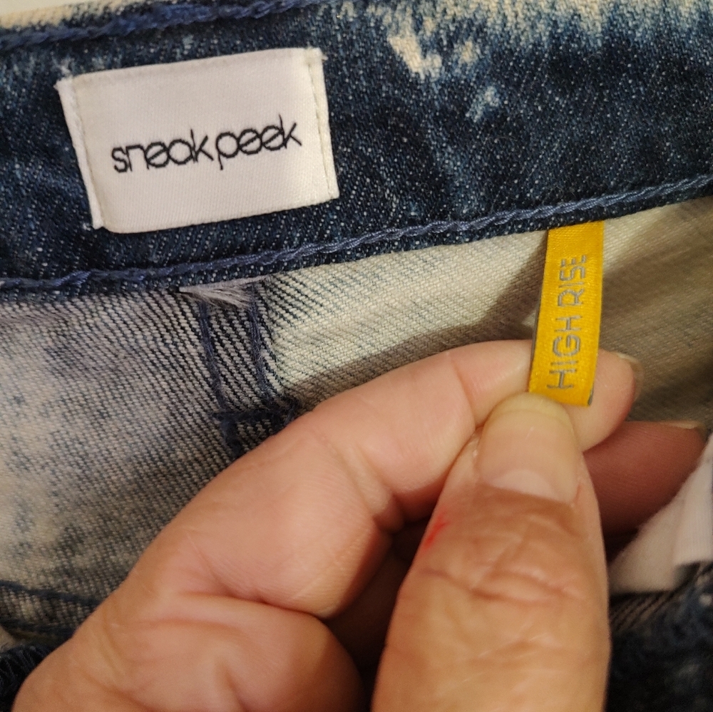 Sneak Peek Distressed High Rise Cut Off Denim Shorts - Picture 5 of 10